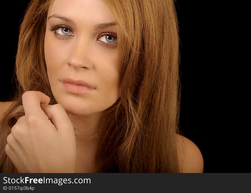 Image of a Beautiful woman on Black background