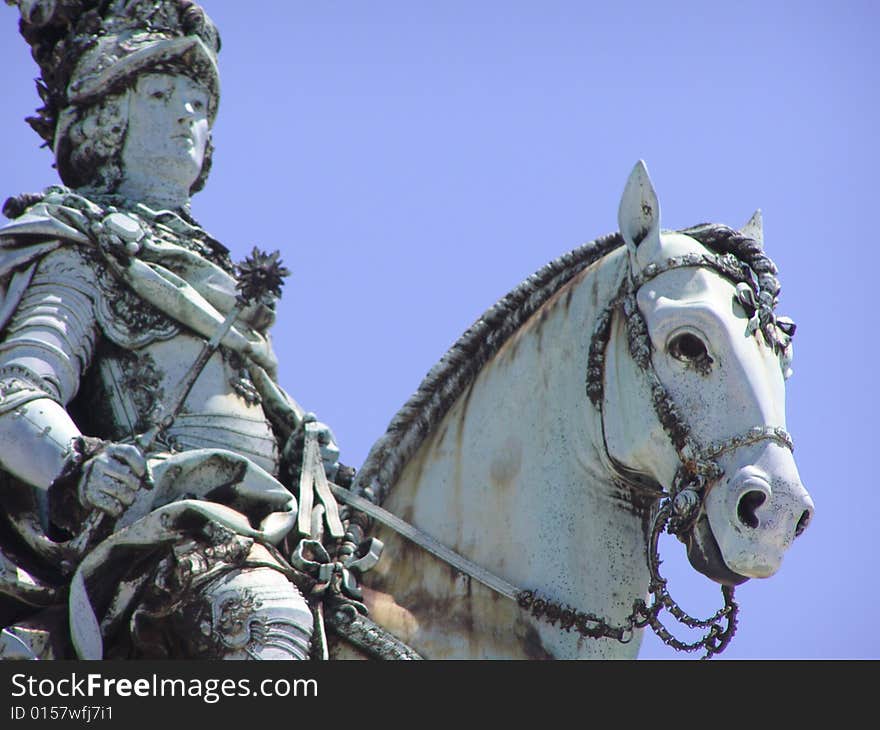 A statue in Arco da Rua Augusta in one of Lisbon squares. A statue in Arco da Rua Augusta in one of Lisbon squares