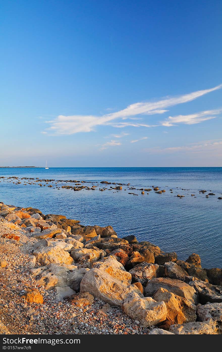 Beautiful rocky sea landscape at Sunset