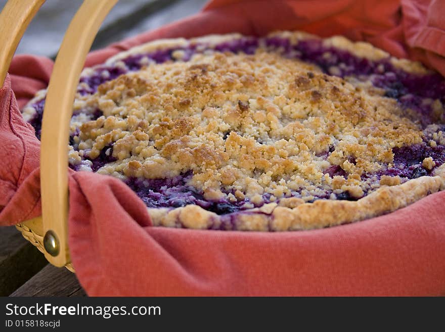 Homemade Blueberry Pie in basket