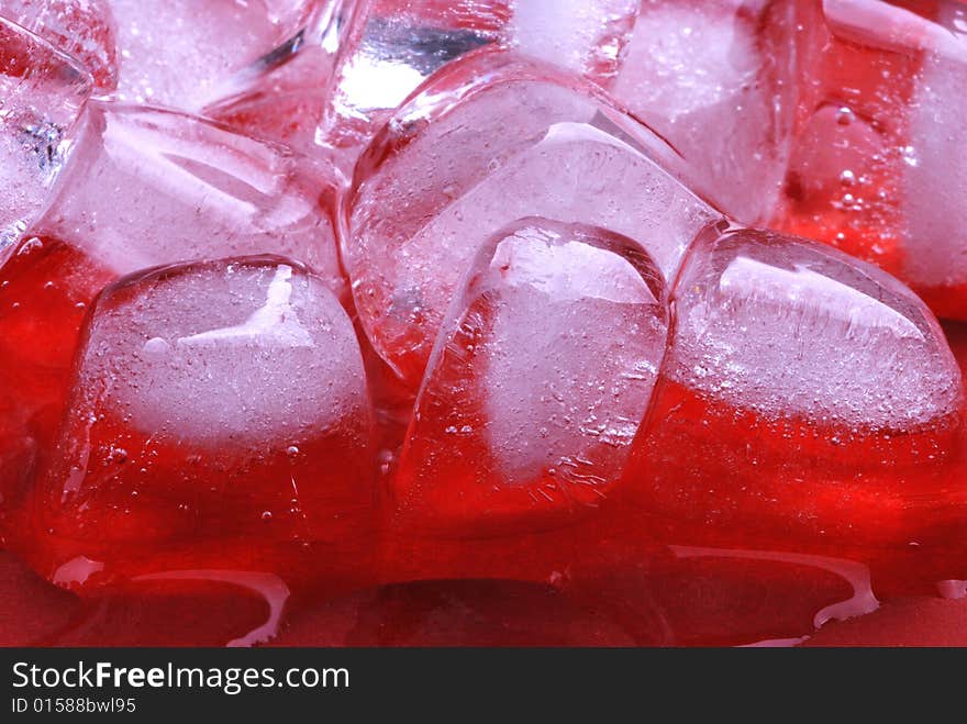 Ice cubes in red background. Ice cubes in red background