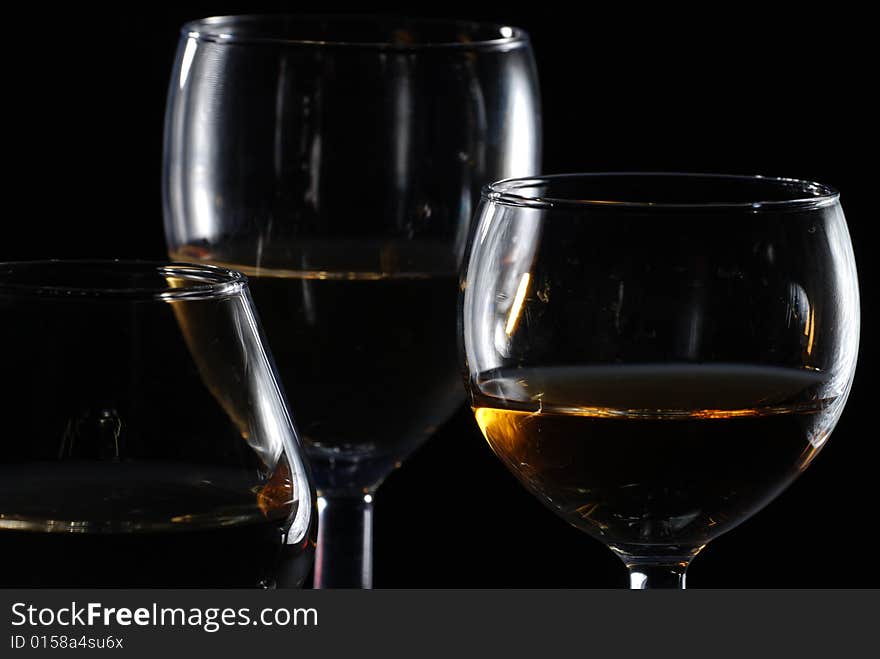 Drinking glass in black background