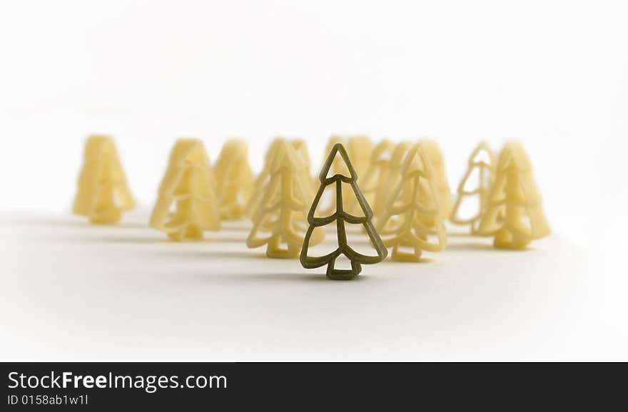 A small bundle of trees made of pasta. A small bundle of trees made of pasta