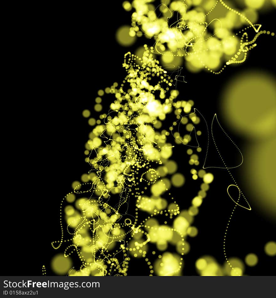 Yellow dotted waves on the black. Yellow dotted waves on the black