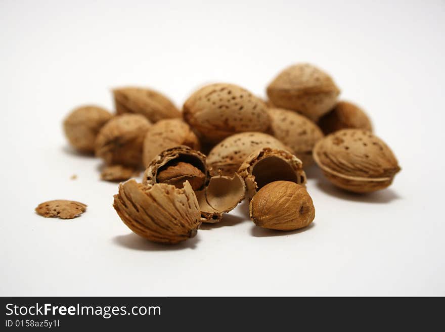 A small group of italian sweet almonds. A small group of italian sweet almonds