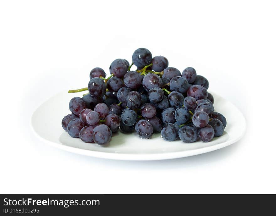 Ripe Black Grapes Isolated