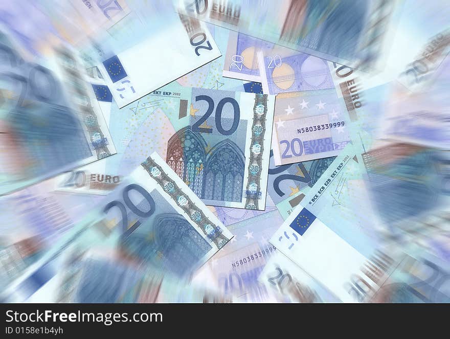 20 Euro Notes Texture Radial Blur