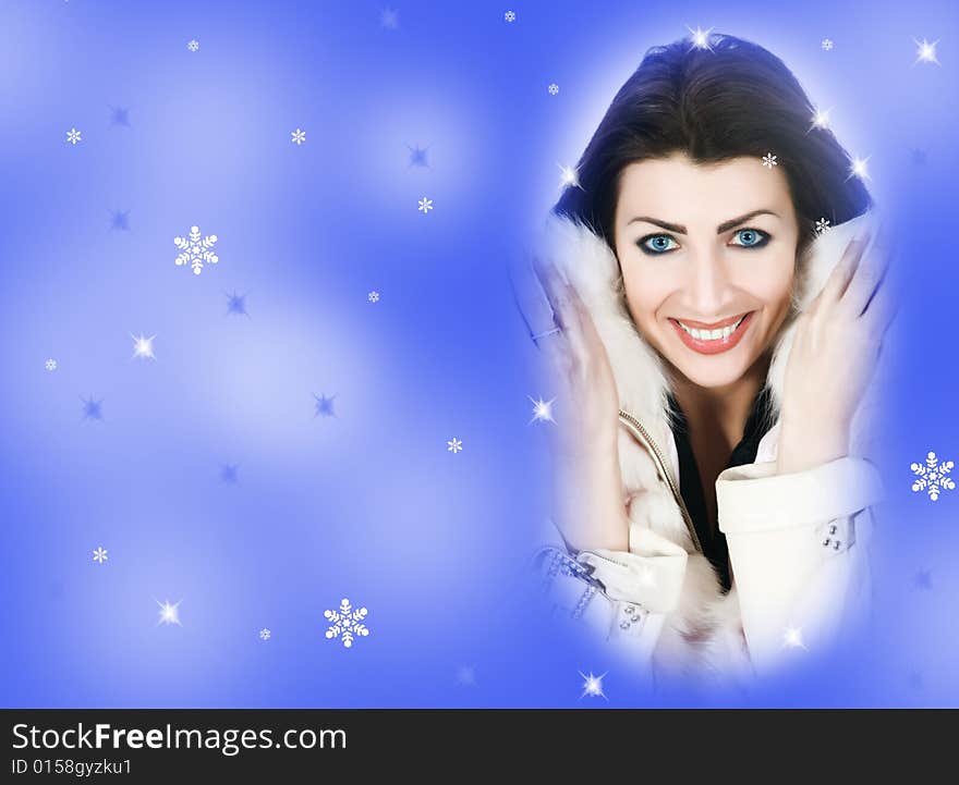 Portrait of the young beautiful womanl on insulated background