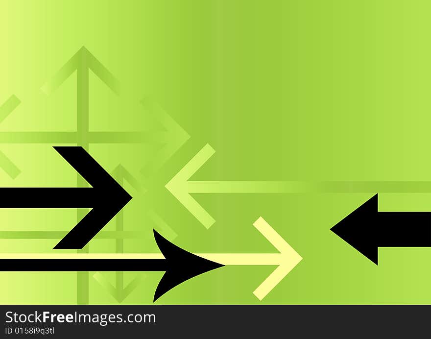 Abstract arrows in green background. Abstract arrows in green background