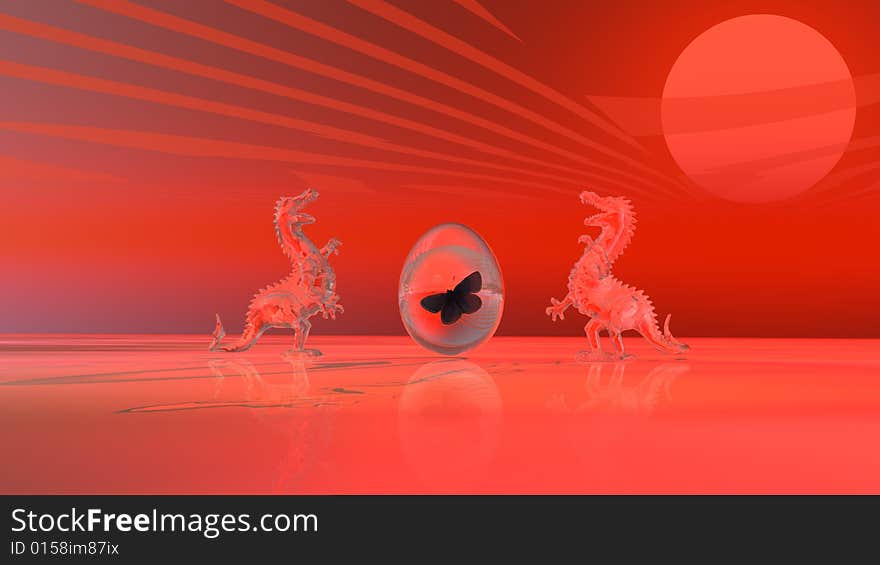 3d image with abstract background and objects. 3d image with abstract background and objects