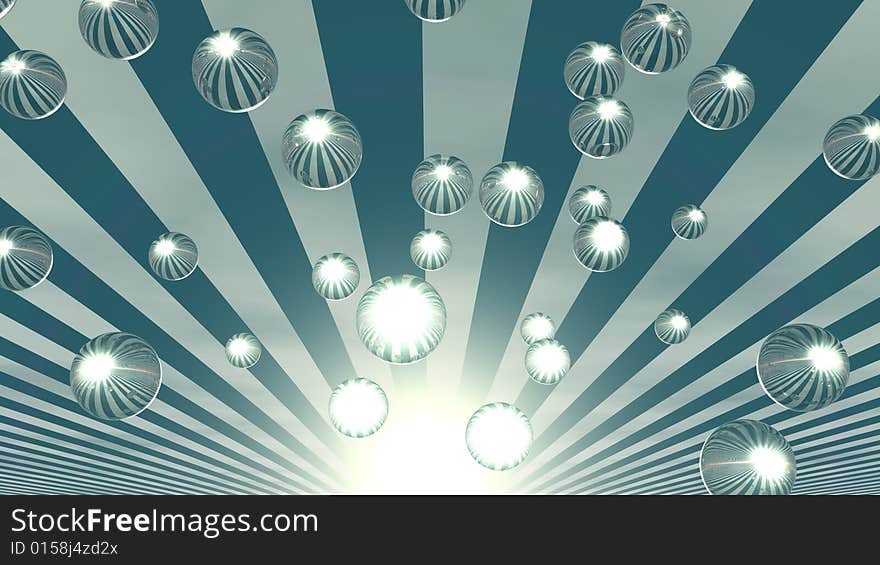 Abstract 3d image with color background and glass spheres. Abstract 3d image with color background and glass spheres