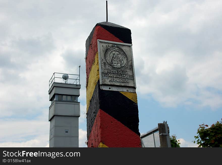 GDR Border Landmark and watchtower of the German Democratic Republic (GDR/DDR) in Schifflersgrund.