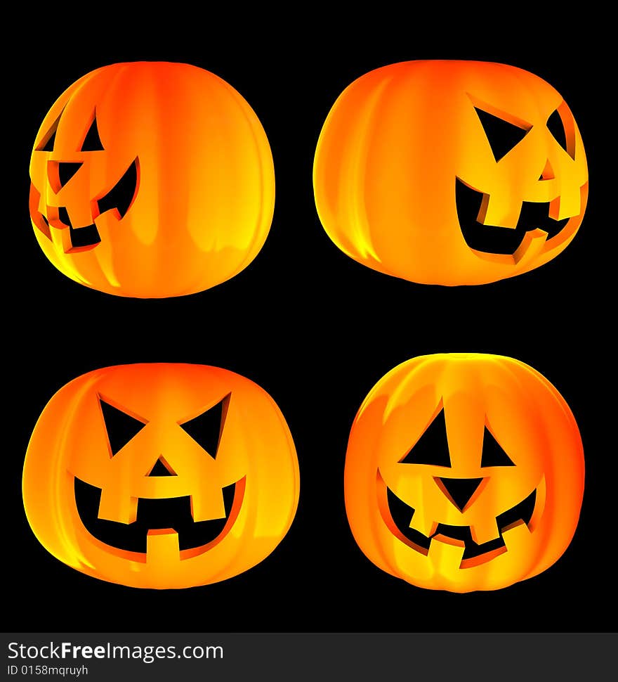 Jack-o -lanterns 3d Isolated