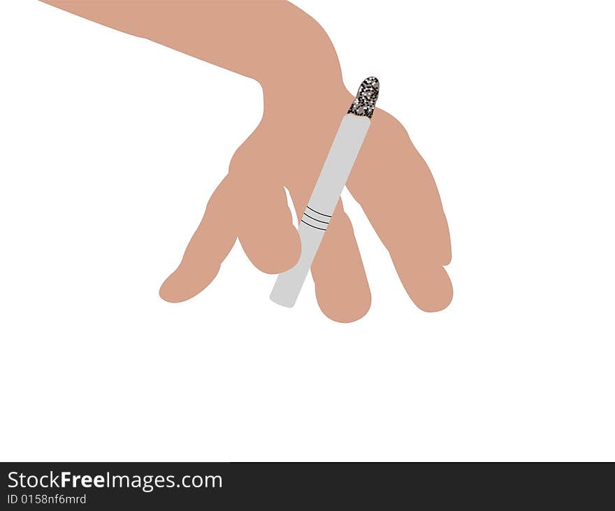 Woman holding cigarette against white background