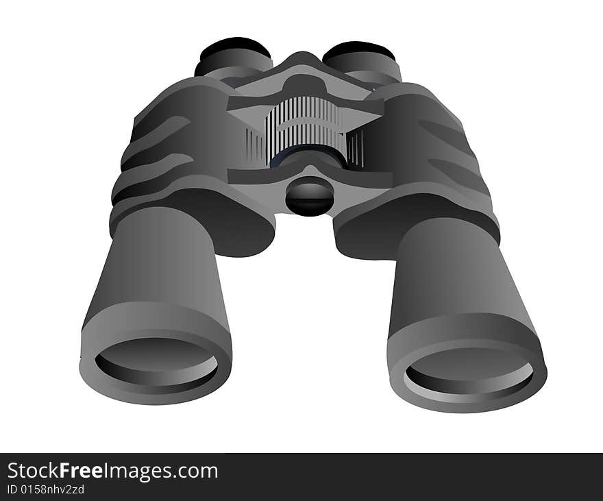 Binoculars in shop isolated on white background