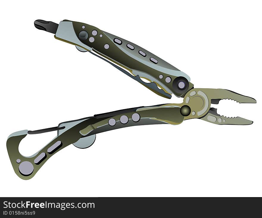 Stainless steel pliers on white background