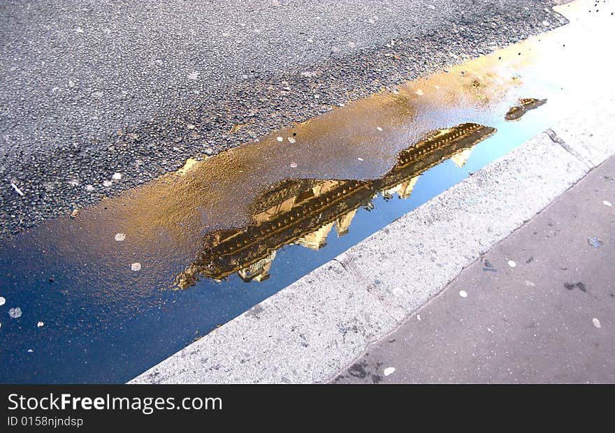 Reflection of a building in water, Paris. Reflection of a building in water, Paris