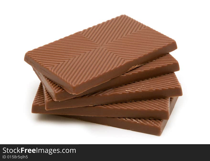 Milk chocolate on white background