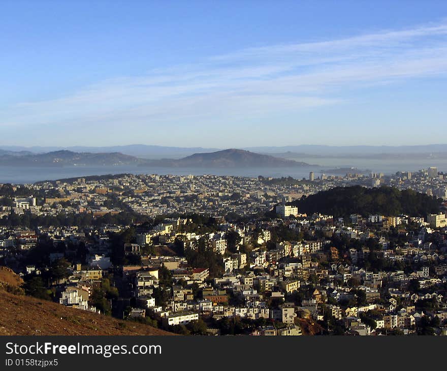 Sunny day view from Twin Peaks point of San Francisco. Sunny day view from Twin Peaks point of San Francisco