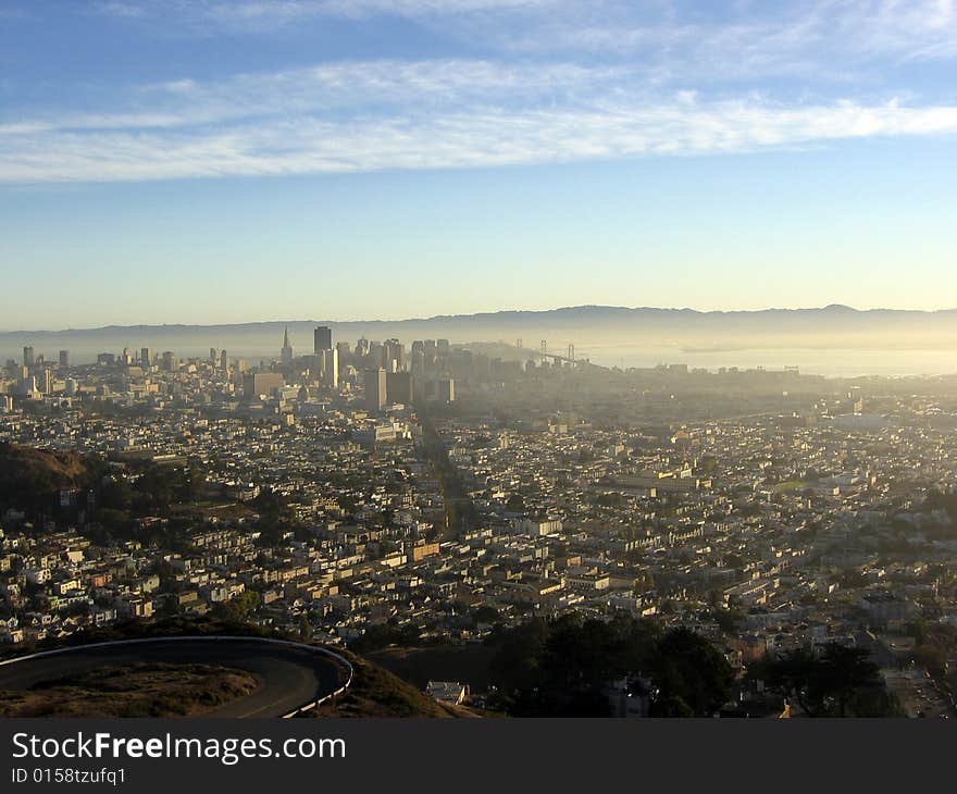 Sunny day view from Twin Peaks point of San Francisco. Sunny day view from Twin Peaks point of San Francisco