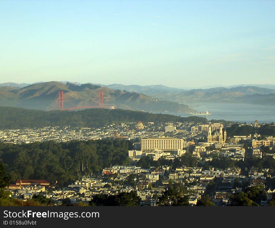 Sunny day view from Twin Peaks point of San Francisco. Sunny day view from Twin Peaks point of San Francisco