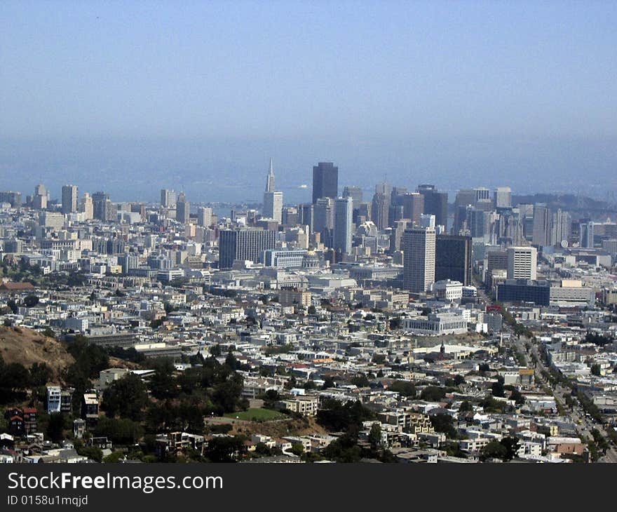 Panorama San Francisco shoot from Twin Peaks view point. Panorama San Francisco shoot from Twin Peaks view point