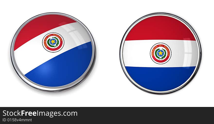 Button style banner in 3D of Paraguay. Button style banner in 3D of Paraguay