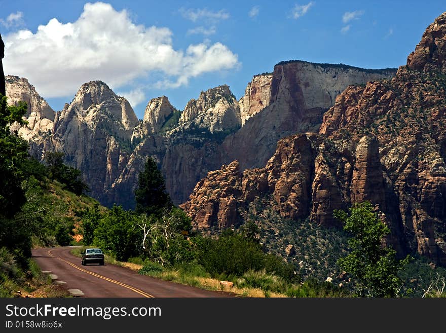 Magnificent view of Zion Canyon National Park, near Springdale, Utah