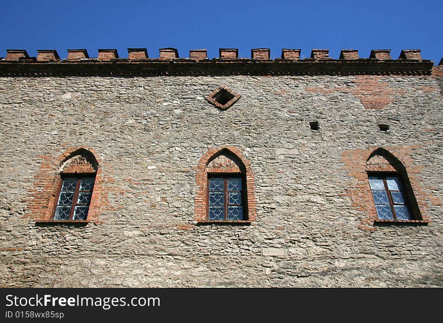 Windows in a wall of an old fortress