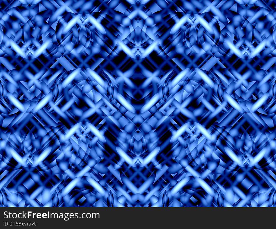 Blue symmetric abstract background with diagonal tilings