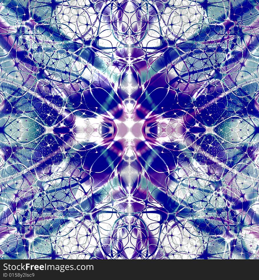 Symmetric abstract wallpaper in blue colors