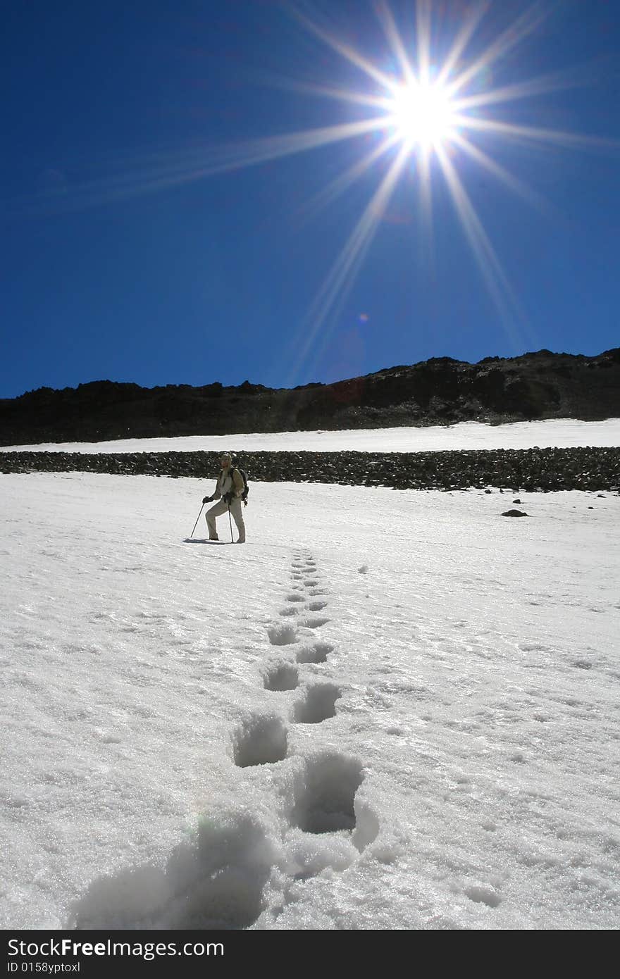 Hikers in mountains, Caucasus mountains. Hikers in mountains, Caucasus mountains