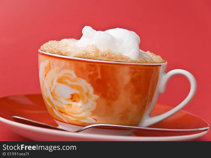 A Cup Of Cappuccino With Milk Foam