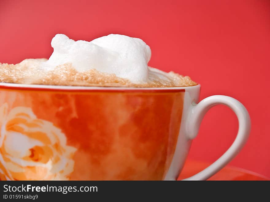 A Cup Of Cappuccino With Milk Foam