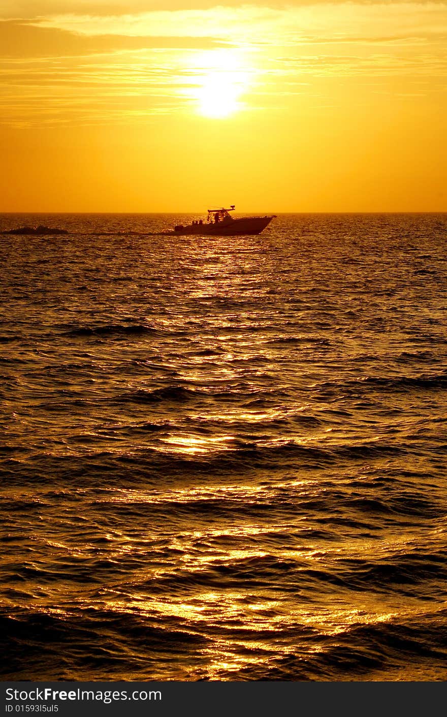 Scooner at sunset on the Florida coast