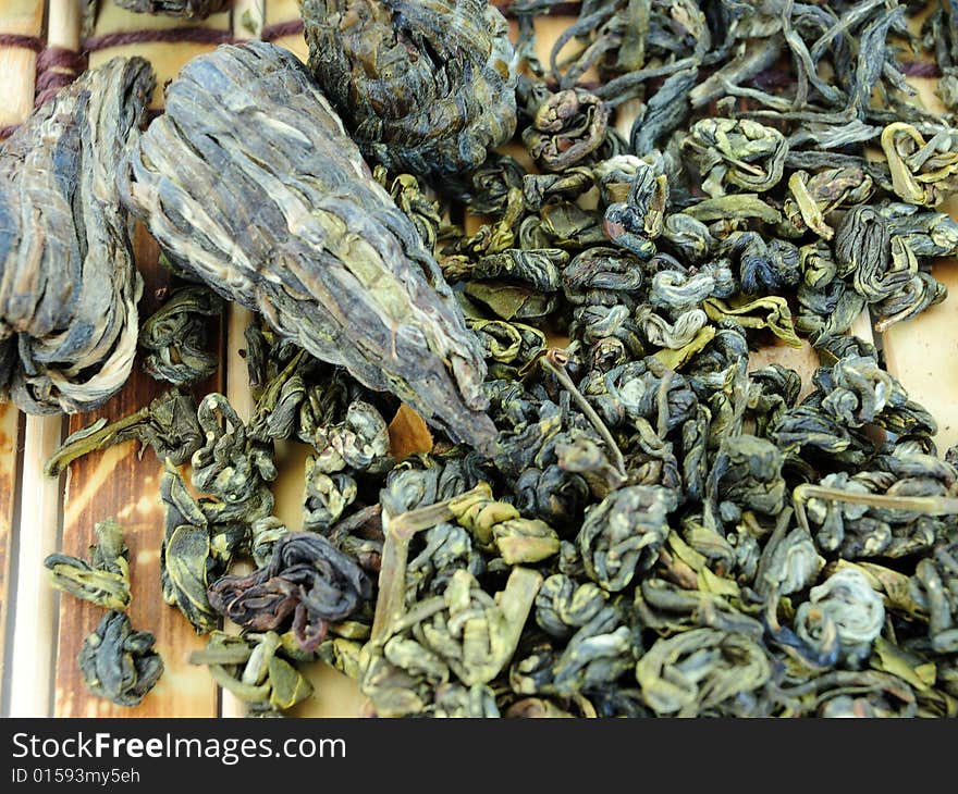 Heap of chinese green tea. Heap of chinese green tea