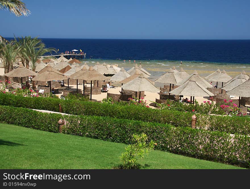 Beach area of summer holiday resort close Red Sea. Beach area of summer holiday resort close Red Sea