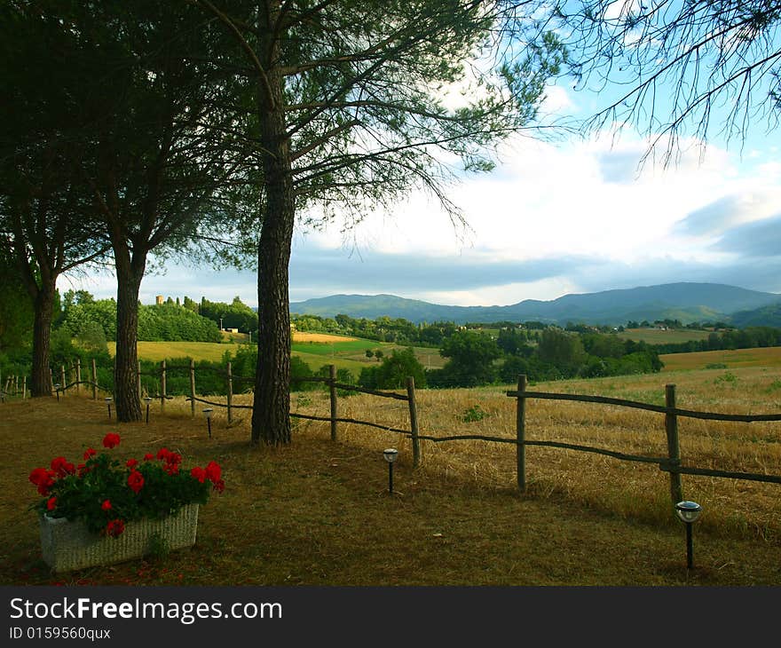 A landscape of Tuscany countryside. A landscape of Tuscany countryside