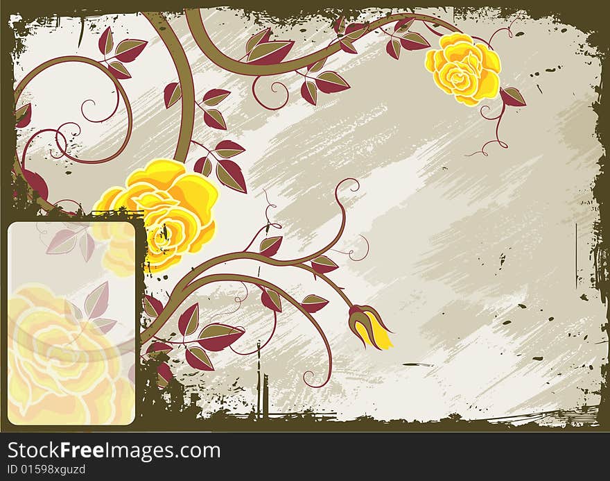 Background with grunge design elements such as rose for your text. Background with grunge design elements such as rose for your text.