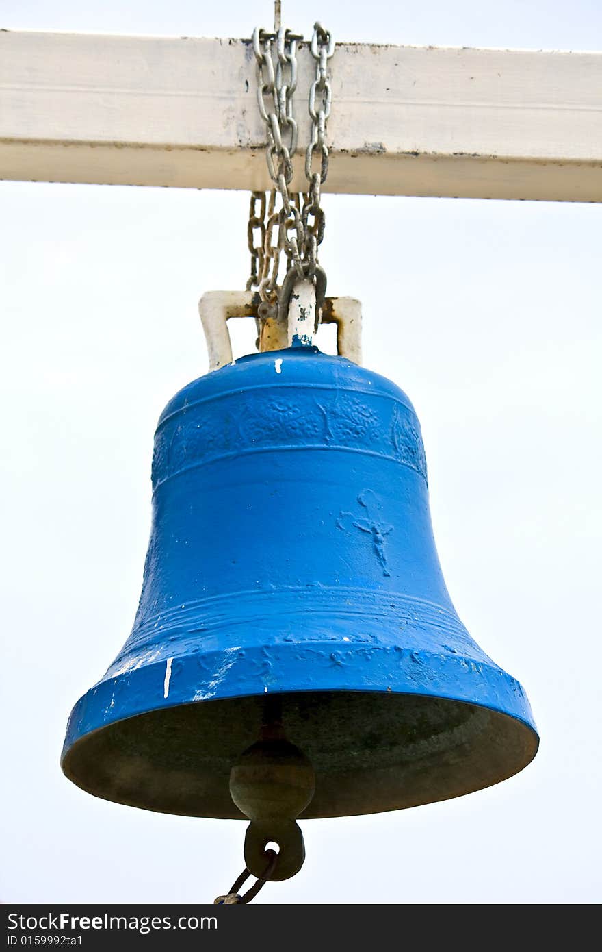 Old traditional bell hanging outside an orthodox church in Greece