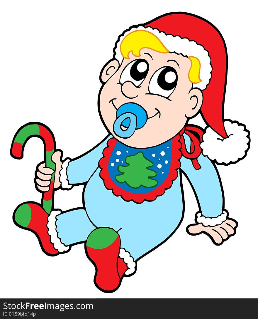 Christmas baby with cap - vector illustration.