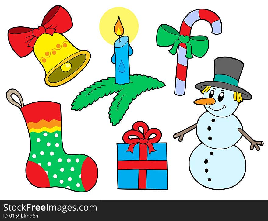 Christmas collection 3 on white background - vector illustration.