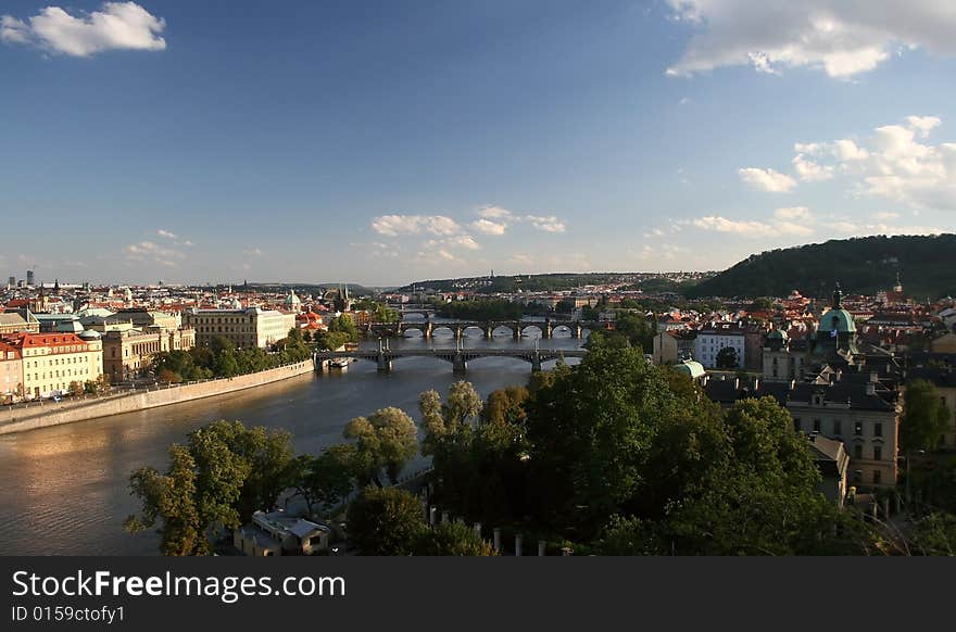 A view from Letna on the bridges of Prague. A view from Letna on the bridges of Prague