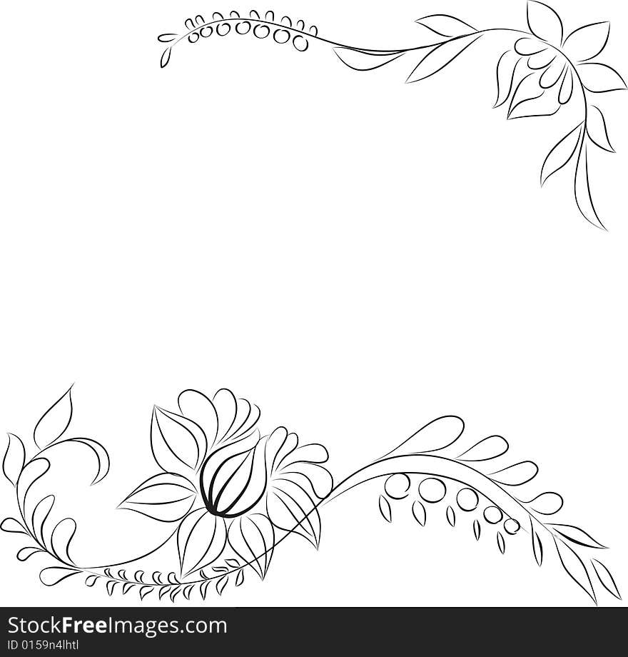 Decoration element from flowers, Vector illustrator