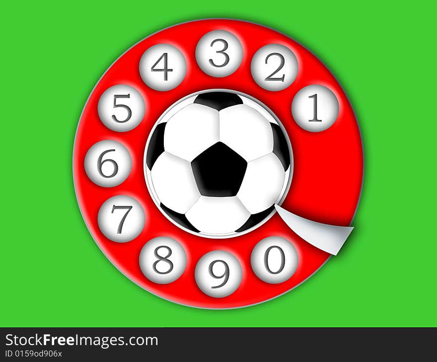 Football and dial on a green background