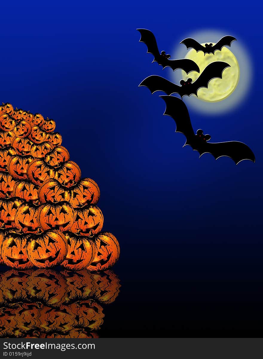 Illustration for Halloween background, card or party invitation. Illustration for Halloween background, card or party invitation