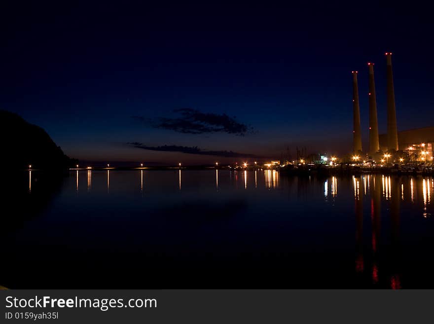 Night shot of the Dynergy power plant in Morro bay.