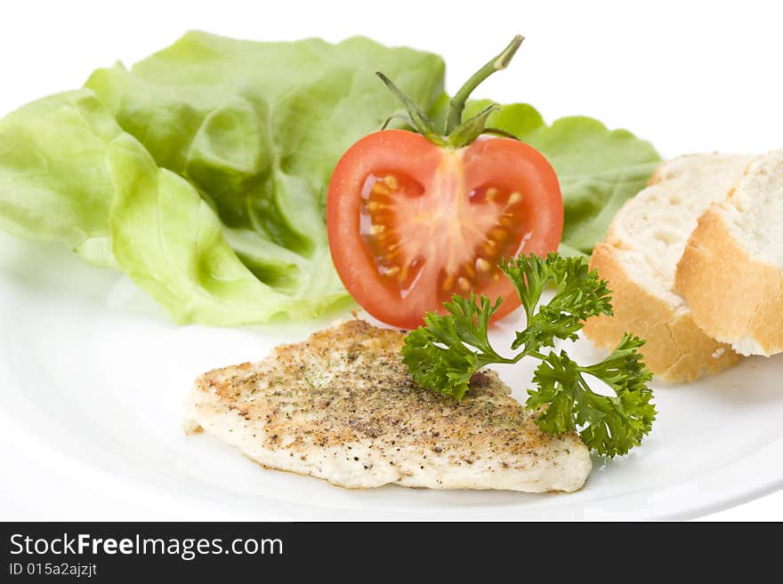 Grilled chicken steak and some salad