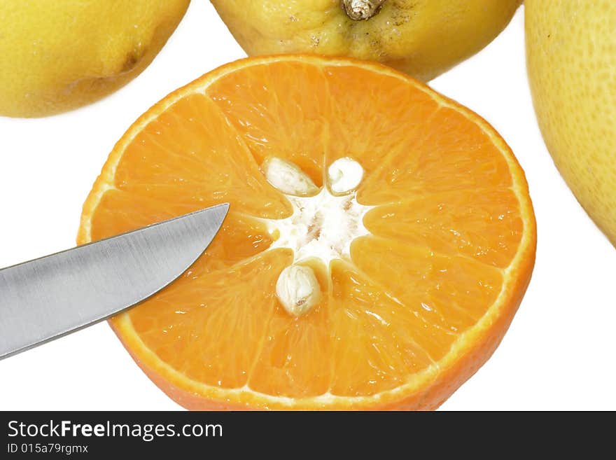 Fresh orange sliced isolated on white background. Fresh orange sliced isolated on white background