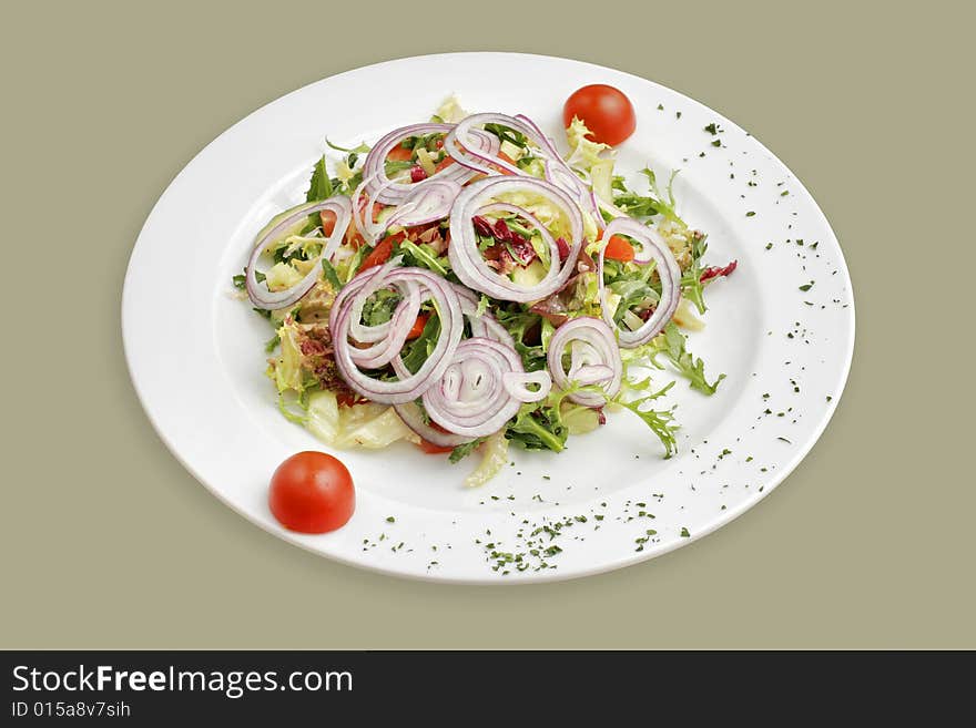 Spring vegetable salad with cherry tomato.